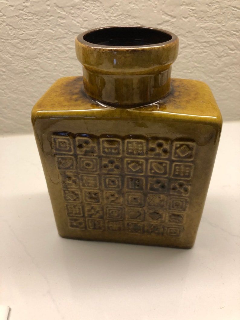 Vintage Outlet ☆ Free Shipping west Germany pottery earth square vase bottle Sales of SALE items from new works