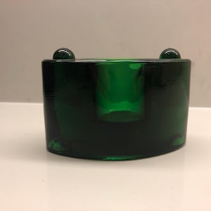 CatsEye Tealight Holder green Pressed Recycled Glass single candle holder