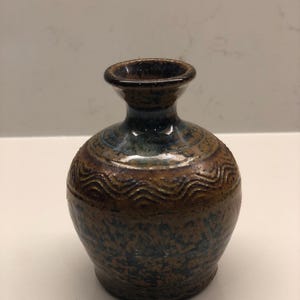 Studio pottery bud mini vase signed stoneware limited edition