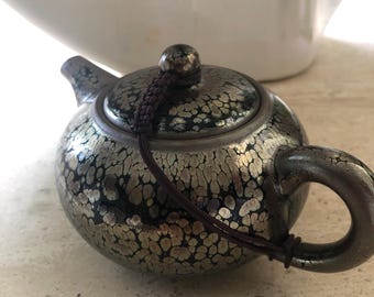 Bule de porcelana Jianzhan Tenmoku chinês com caixa.
