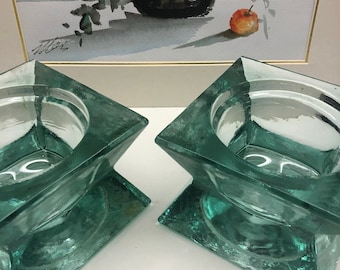 Candelabros de vidrio 100% reciclado hechos a mano de Vidrios San Miguel Verde