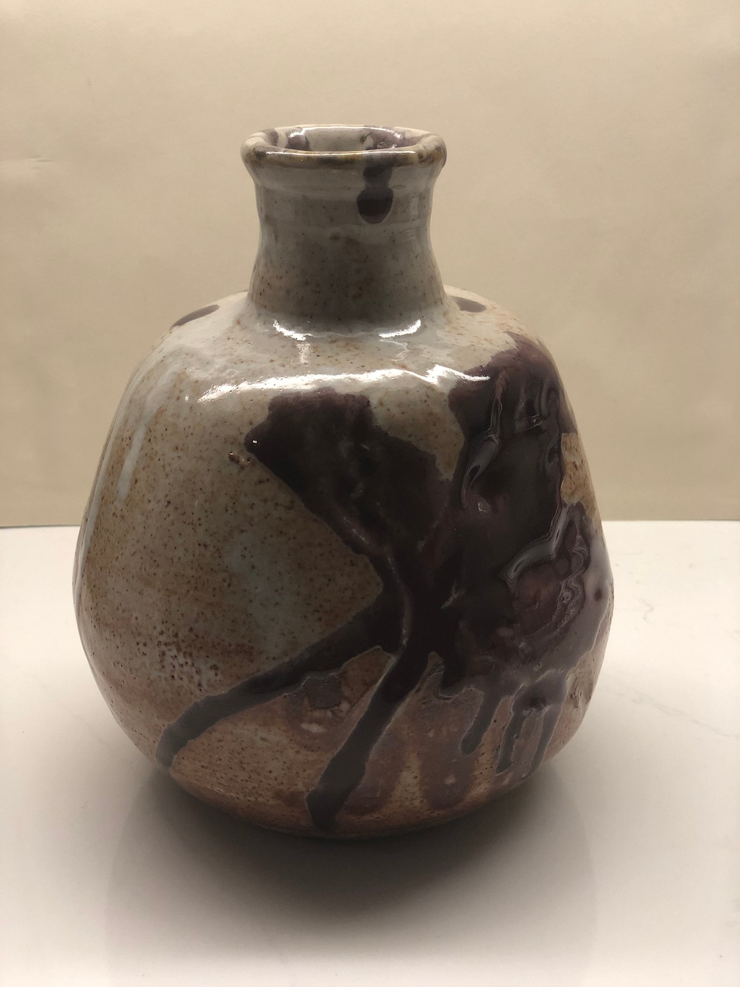 Vintage Artist Signed Brutalist Studio Art Pottery Vase Mid Century ...