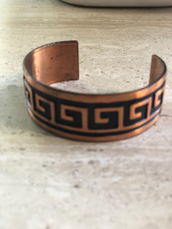 Solid copper cuff bracelet- Black & copper tone - image 8