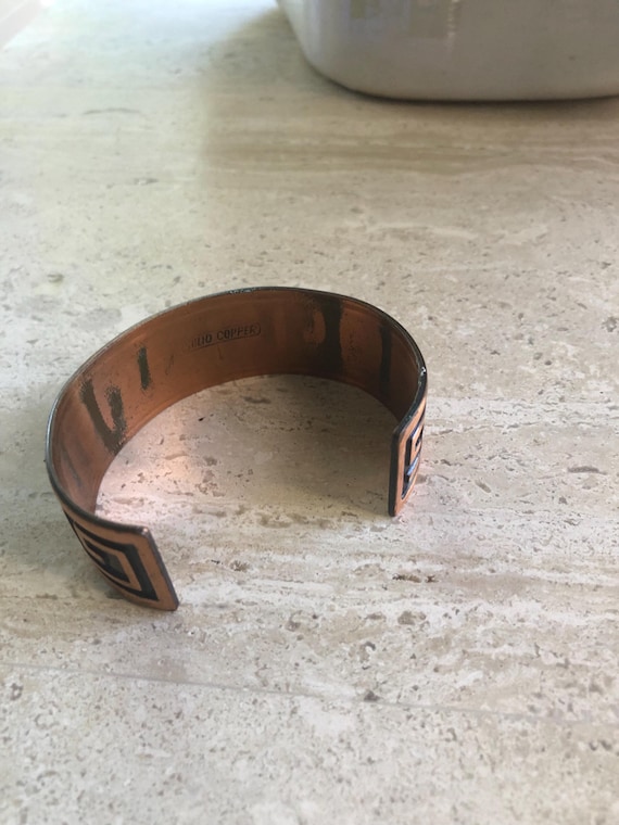 Solid copper cuff bracelet- Black & copper tone - image 3