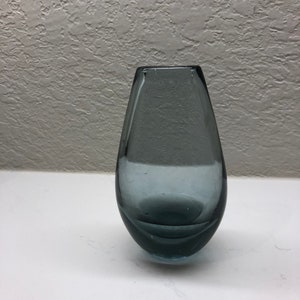 Kosta Sweden Smoke Vintage Gray Teardrop Shape Glass Vase