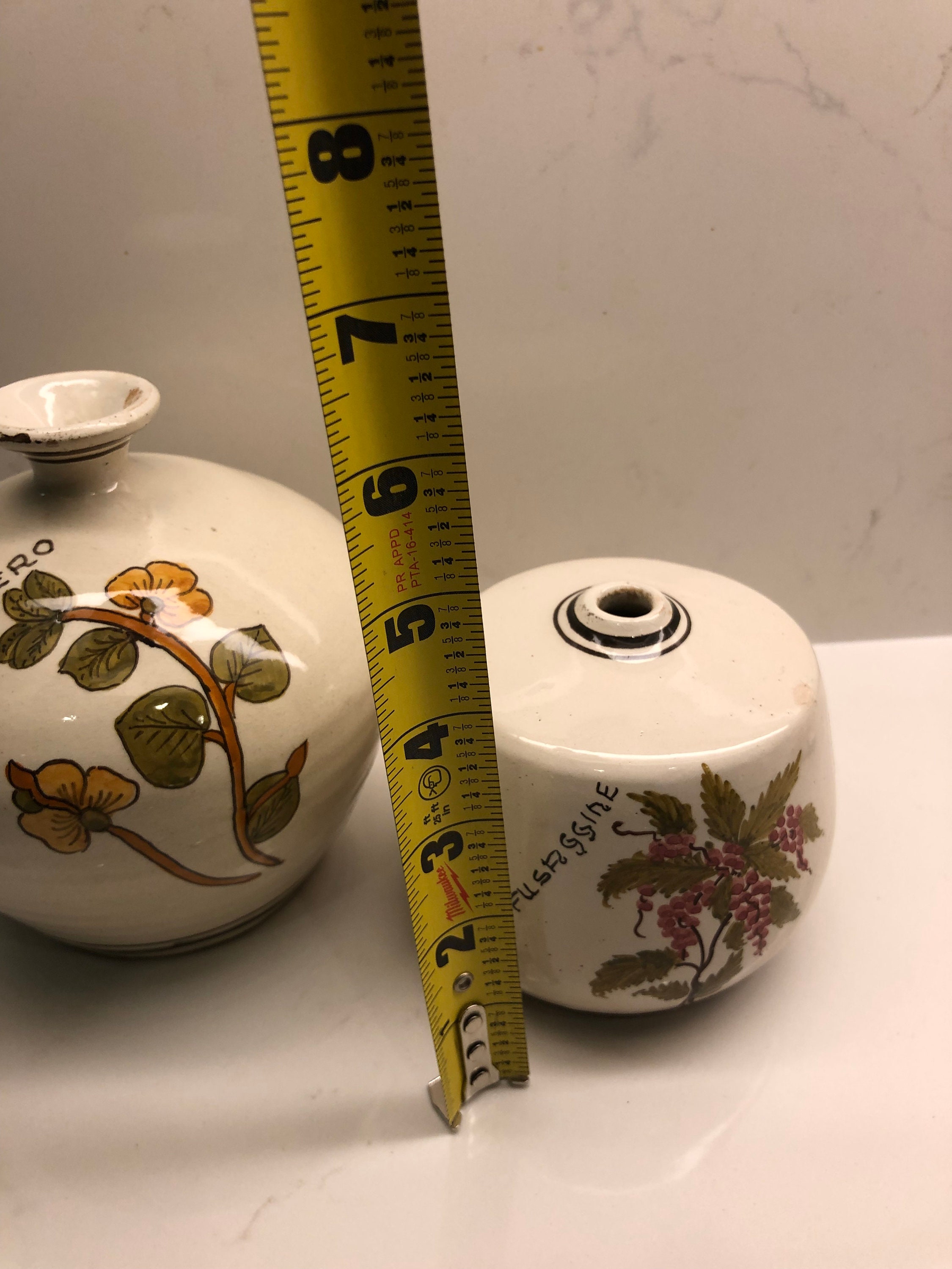 デルータ陶器 限定版 手描き ヴィンテージ イタリア陶器 花瓶 ペア