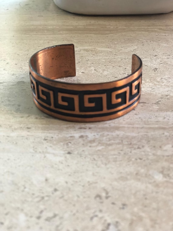 Solid copper cuff bracelet- Black & copper tone - image 2