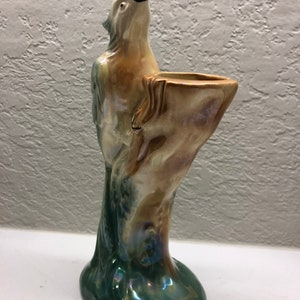 Royal Copley Bird Vase; Yellow Finch on Tree Trunk; Vintage Ceramic Bird Vase