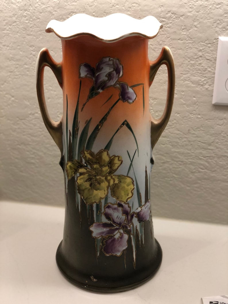 Royal Nippon Nishiki Hand Painted Floral Vase Gold Moriage Etsy