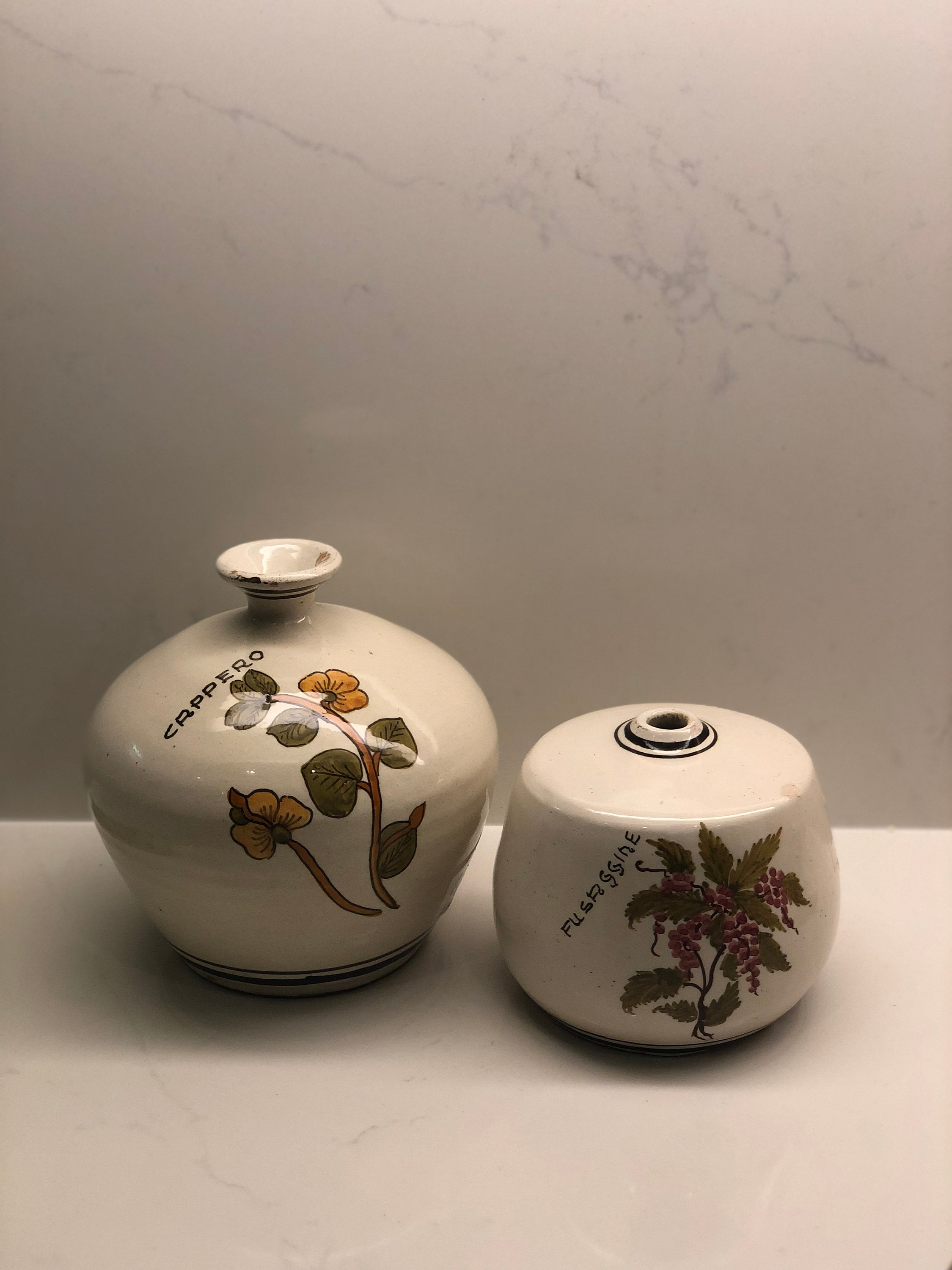 デルータ陶器 限定版 手描き ヴィンテージ イタリア陶器 花瓶 ペア