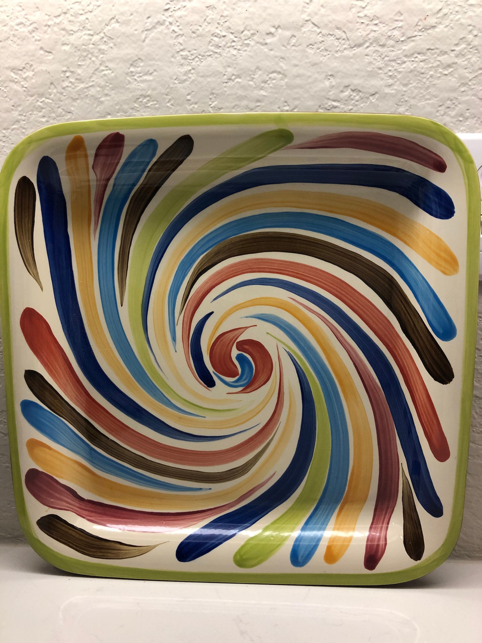 Vintage Square Platter by Gail Pittman, Colorful Swirl Pattern Etsy
