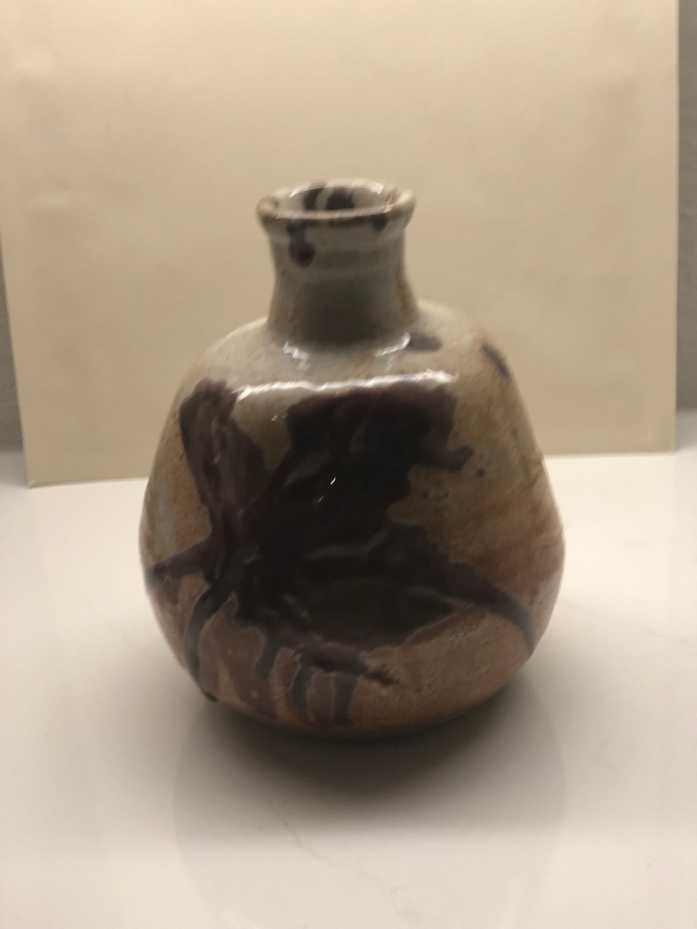 Vintage Artist Signed Brutalist Studio Art Pottery Vase Mid Century ...