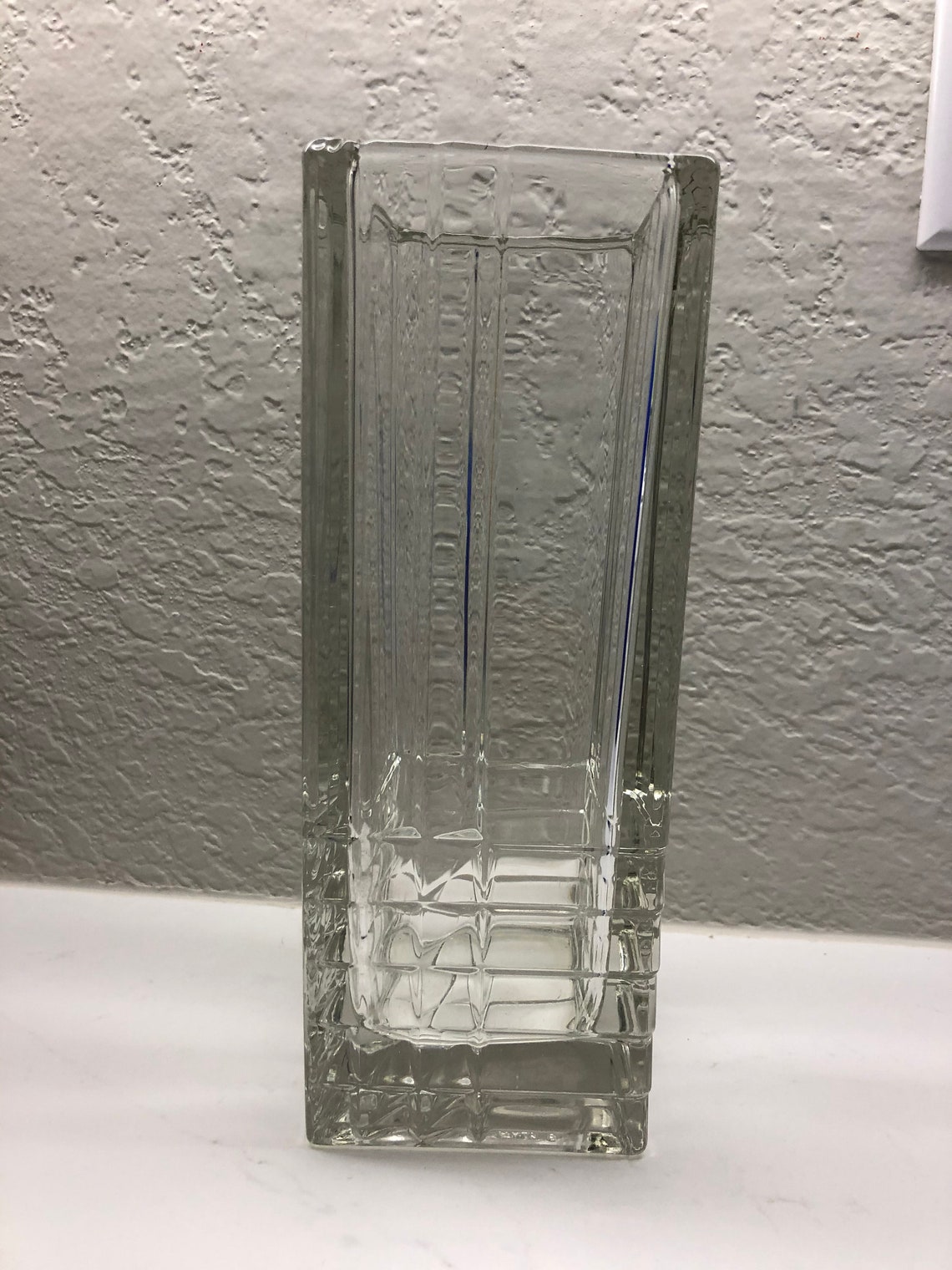 Vintage Geometric Vase Made in Italy Numbered Pressed Glass Etsy Hong