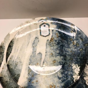 Set Of 8 Intesa  Marble Splatter 4 Dinner Plates and 4 Salad Turkey 9.25" NEW