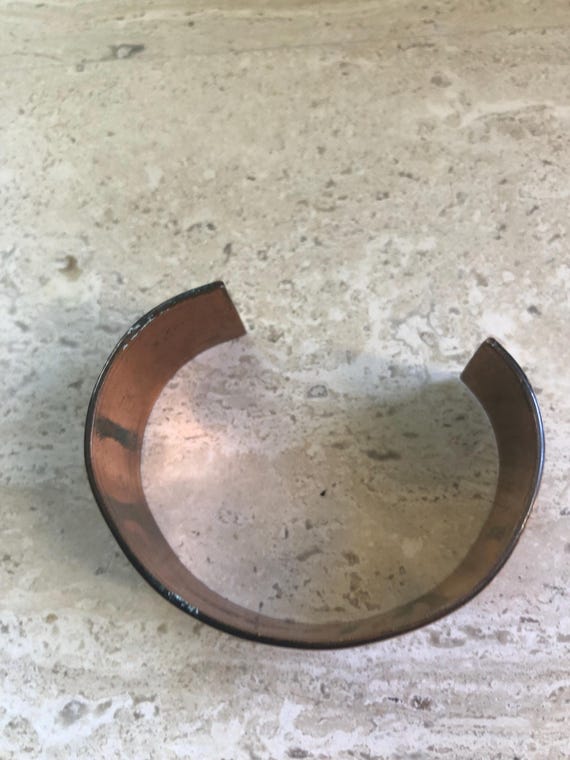 Solid copper cuff bracelet- Black & copper tone - image 7