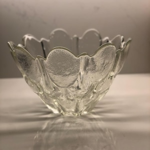 Vintage Scandinavian MCM Mid Century Lead Crystal Skruf of Sweden Large Solid Ice Textured Glass Centerpiece Bowl