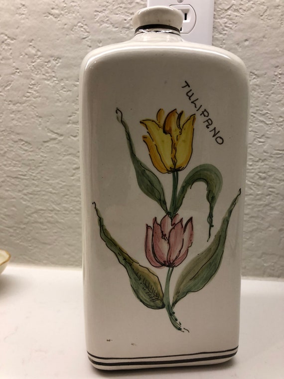 イタリア陶器　デルータ焼　花瓶　Deruta イタリア陶器 デルータ 陶器 花瓶 ボトル チューリップ フラワー