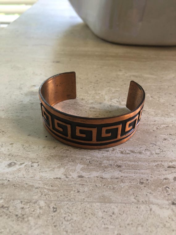 Solid copper cuff bracelet- Black & copper tone - image 5