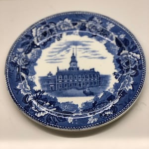 Antique Wedgwood BlueIndependence Hall Philadelphia 9 Plate