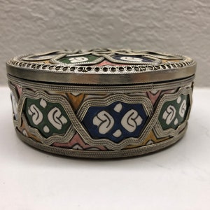 Vintage Handmade Fez Morocco Ceramic Pottery with Filigree…