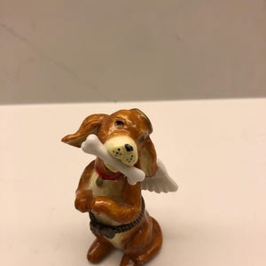 Angel Dog with Bone, Porcelain Hinged Trinket Box, Midwest of Cannon Falls