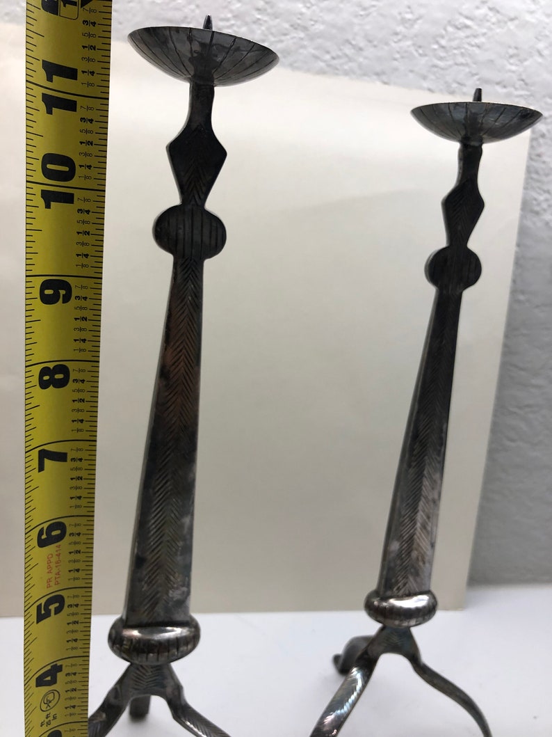 Vintage Tall Footed Candle Holders Pair Silver Plated Etsy
