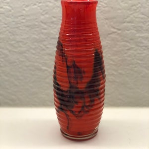 Czech Bohemian Art Glass Vase 1960 Rare Red abstract