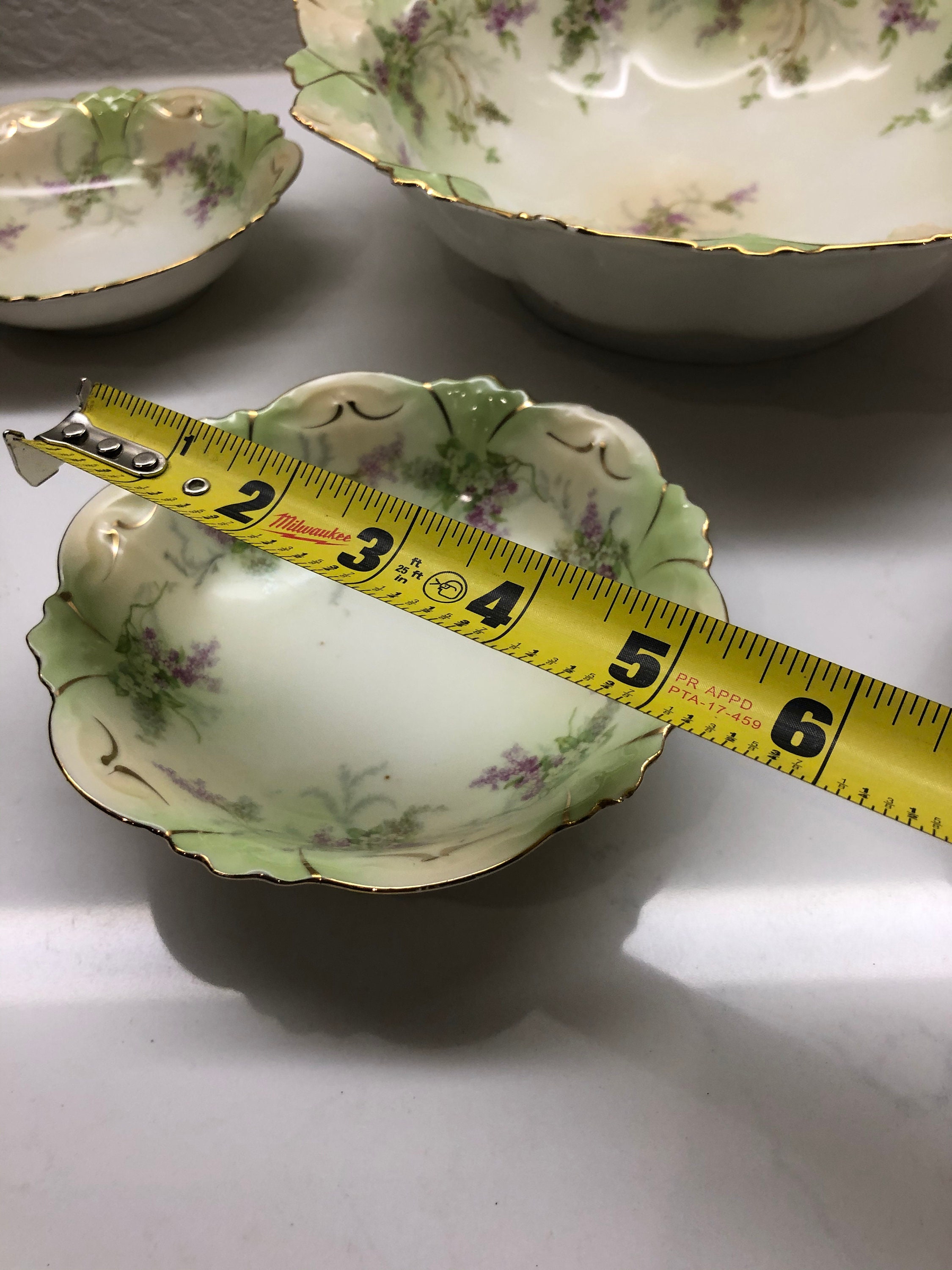 Antique MZ Moritz Zdekauer Austria 5 Plates Floral W/gold