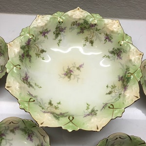 Antique MZ Moritz Zdekauer Austria 5 plates  Floral w/Gold 1884-1909 Porcelain