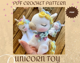 PATTERN ONLY: Unicorn Lovey,Amigurumi Pattern, crochet animals,crochet unicorn,cute unicorn pattern,Unicorn amigurumi toy pattern PDF