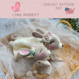 Amigurumi Bunny Sleep Companion Gehaakt konijnenpatroon, BigBow Bunny, haakpatroon, amigurumipatroon, amigurumi konijn, haakpatroon.