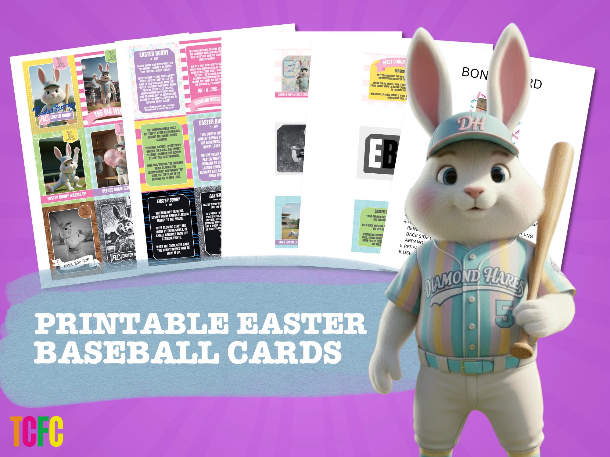 Printable Easter Baseball Cards - Set of 12 - Easter Bunny- Digital - Etsy
