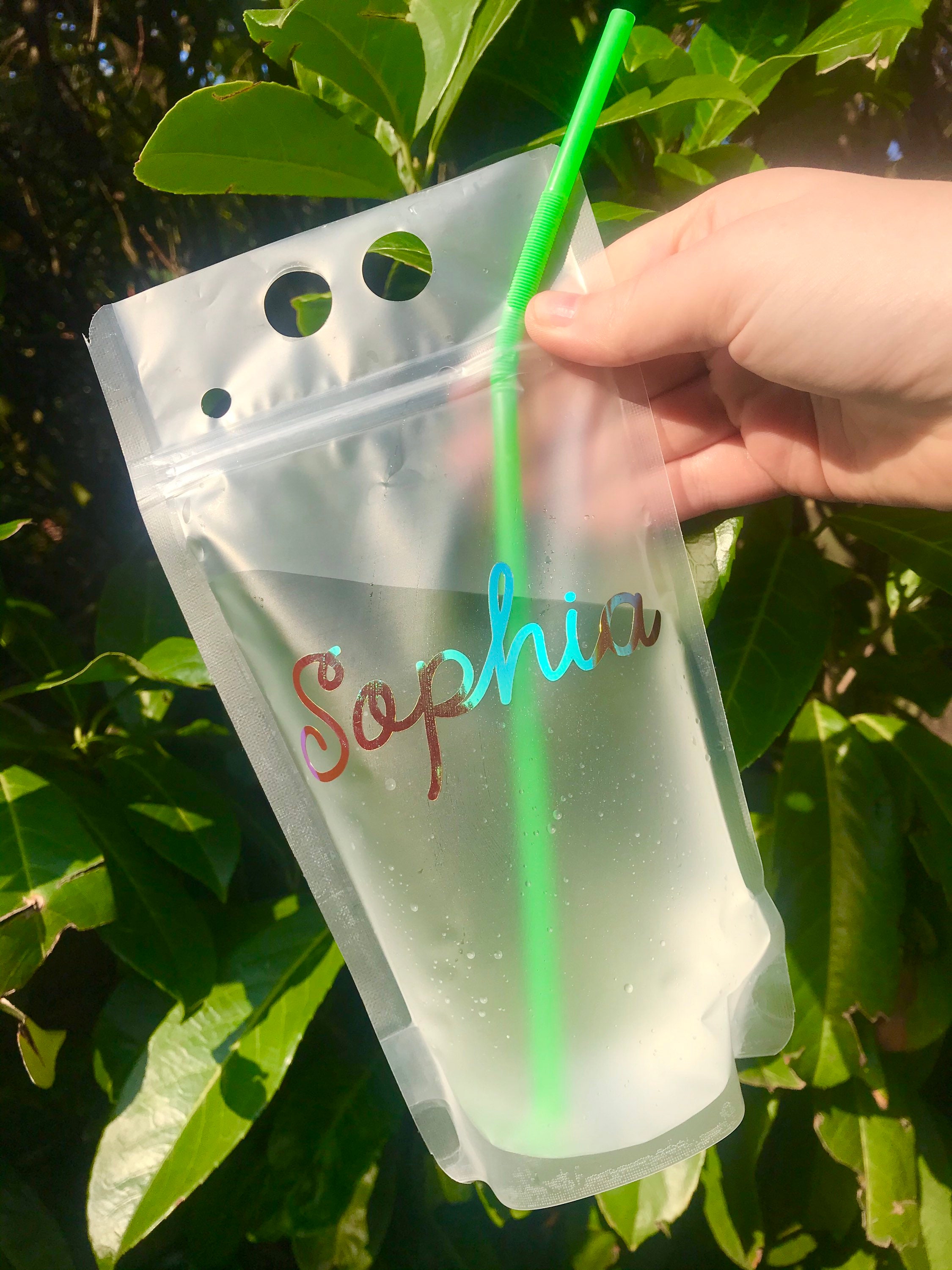 Custom drink pouch Personalised name Vinyl decal Reusable Etsy