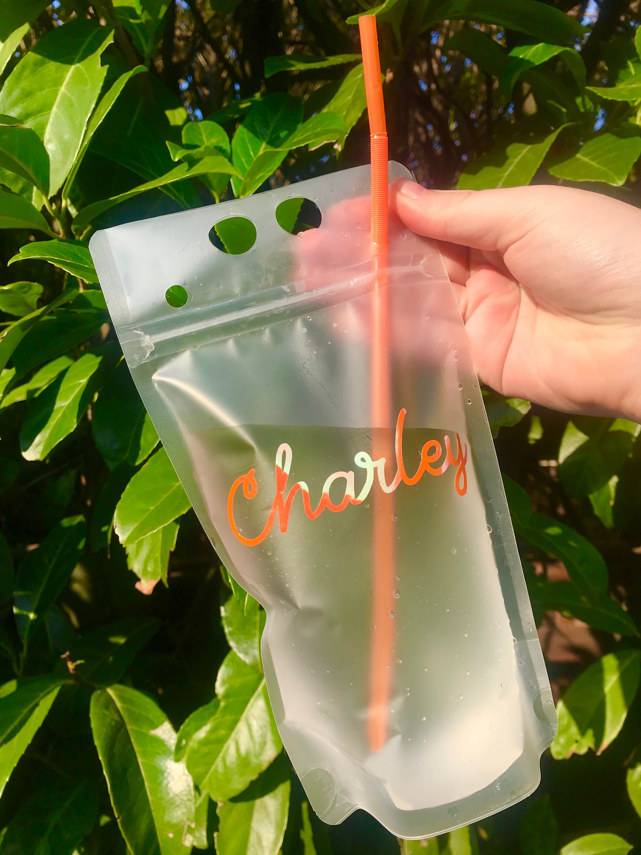 Custom drink pouch Personalised name Vinyl decal Reusable Etsy