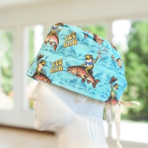 Rodeo Frogs, Bullfrog, Fly Fishing~ Modern or Euro Scrub Cap,  Scrub Hat, OR, Chemo Cap, Tech, Vet, Gift