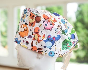 Anime Poke Scrub Cap: Modern Style Surgical Hat~ Scrub Cap, Modern Nurse Hat, CNA, MD, Tech, Gift