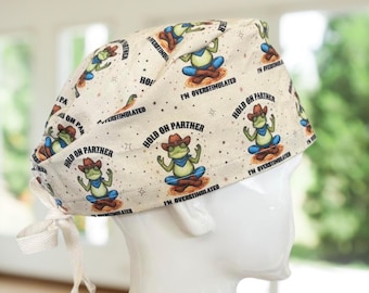 Yoga Western Frog Scrub Cap: Modern Style. RN, MD, Vet, Tech, Gifts