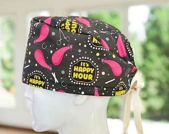 Happy Hour Gallbladder Scrub Cap: Unisex Cotton Nurse Hat, CNA, Tech, MD, Gift
