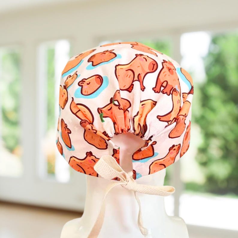 Capybara Print Scrub Cap, Modern Nurse Hat - Etsy