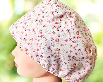 Sweet Roses Euro Scrub Cap: Unisex Cotton Nurse Hat