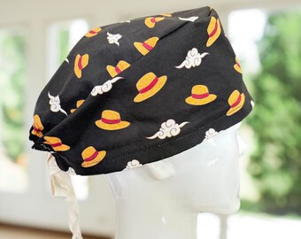 Straw Hats and Clouds Gaming Scrub Cap~ CNA, MD, RN, Vet, Tech Gifts.