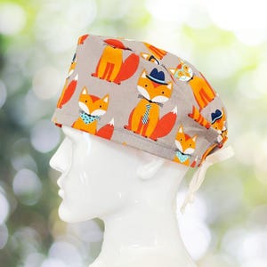 PREMIUM Smart Fox~ Modern Scrub Cap, Nurse Cap, Scrub Hat, OR Scrub Cap, CRNA, Surgical Cap, Tech, Vet, Gift
