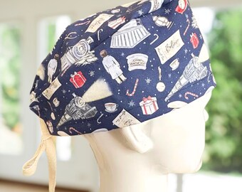 Holiday Express Scrub Cap~ Unisex Cotton, CNA, MD, RN, Vet, Tech, Gift