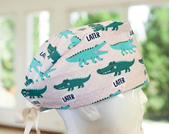 Later Gator Scrub Cap: Modern or Euro Style Cotton Surgical Hat~ Scrub Cap, Modern Nurse Hat, CNA, MD, Tech, Gift