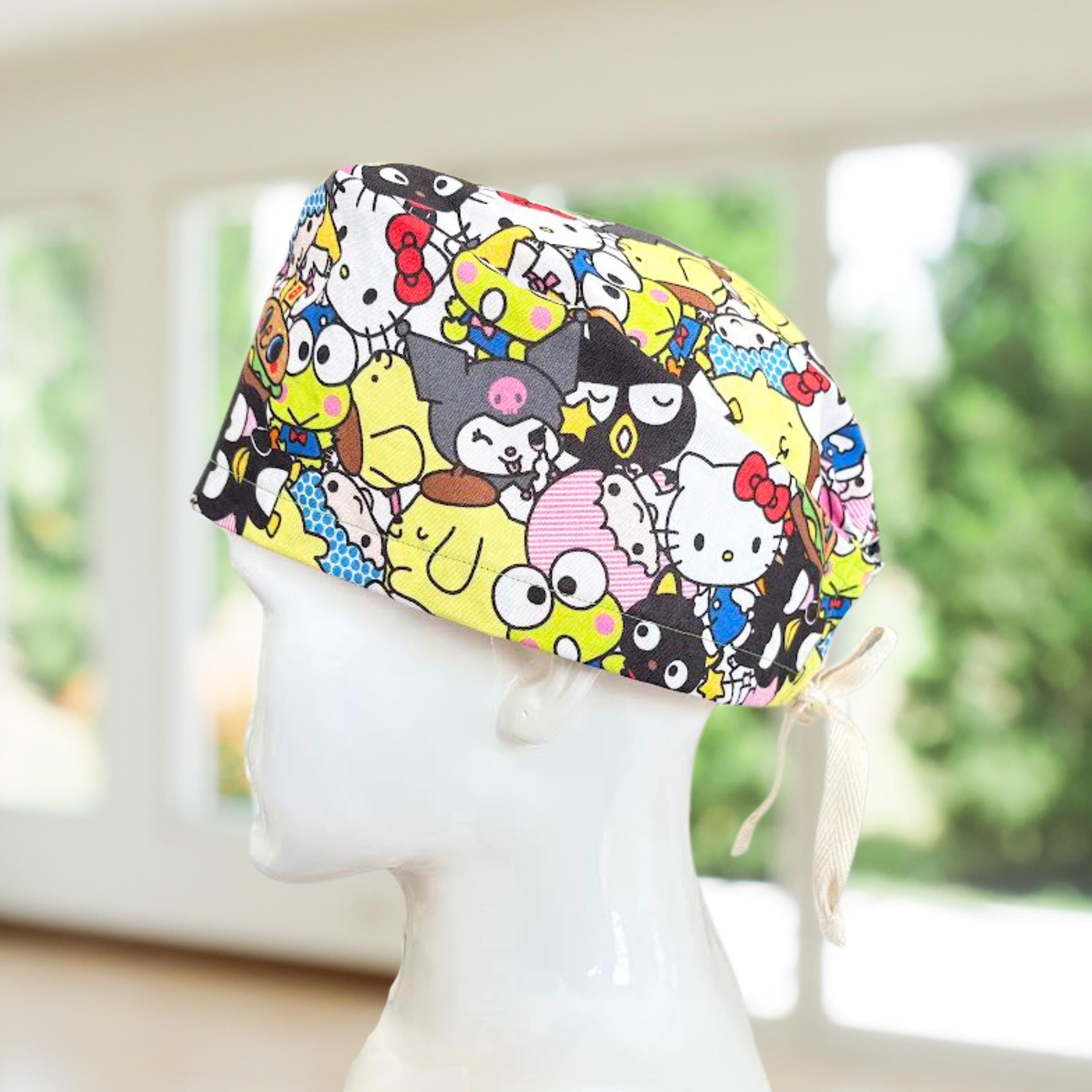 Lot of 20 Custom Nurse Scrub Caps 16 Silk Lined Hello Kitty Barbie Bouffant Hello Kitty Scrub Cap – Paediatric Theatre Hat – Medicus Caps main image 3