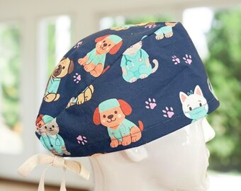 Kitten and Puppies s in Scrubs Surgical Cap~ CNA, MD, Vet, Tech, Gift