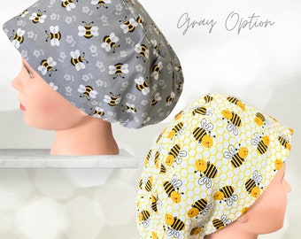 Sweet Bees Scrub Cap: Euro Style Cotton Nurse Hat