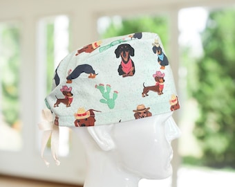 Dachshund Scrub Cap: Modern Unisex Nurse Hat, CNA, MD, Vet, Tech, Gifts