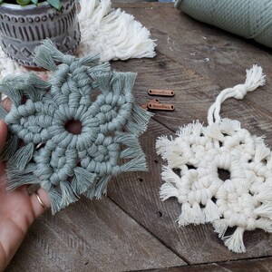 Macrame Snowflake Tree Ornaments / Handmade / 100% recycled cotton / Boho / seasonal / Christmas / holidays