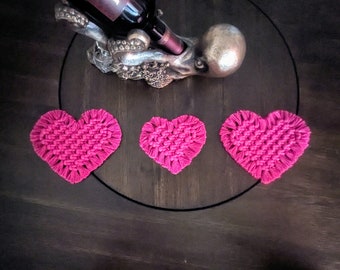 Macrame Heart Coasters | Valentine's Day | Galentines gifts